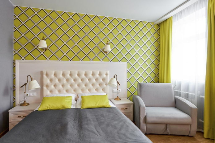 geblokt behang in de slaapkamer