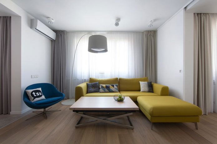 gele bank in moderne stijl