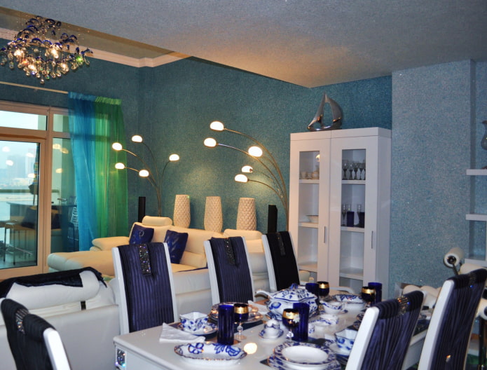 blauw behang