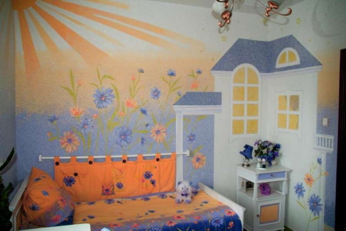 zonnige stad met vloeibaar behang