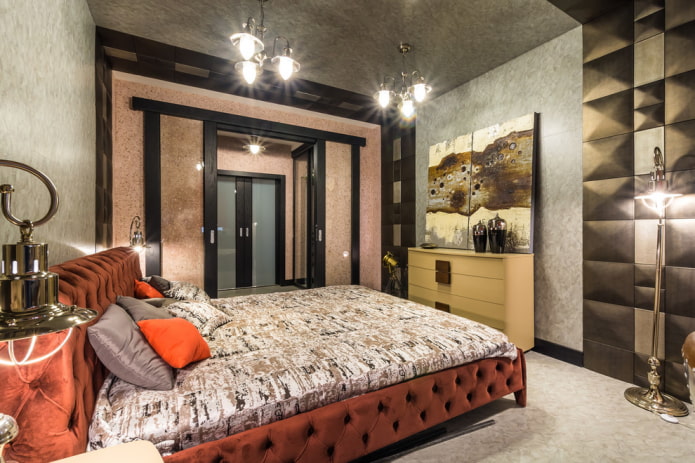 slaapkamer met vloeibaar behang