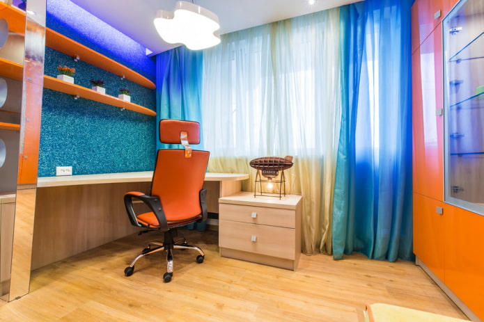 blauw behang op kantoor