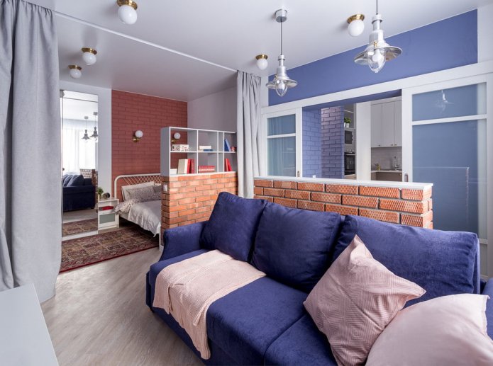 zonale indeling van de kinderkamer in het interieur van de woonkamer