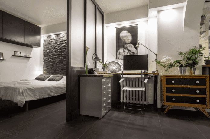zonering in het interieur van een slaapkamer met een studeerkamer
