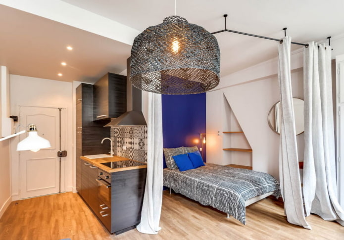 slaapkamer in een eenkamerappartement