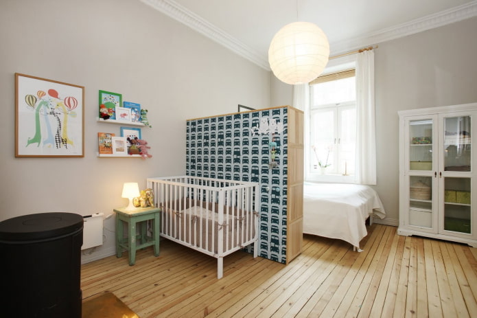 verdeling in een slaapkamer en een kinderkamer