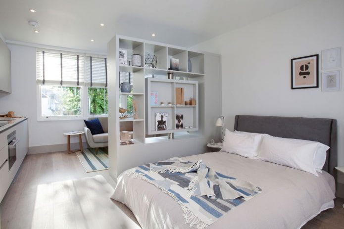 Slaapkamer in een eenkamerappartement